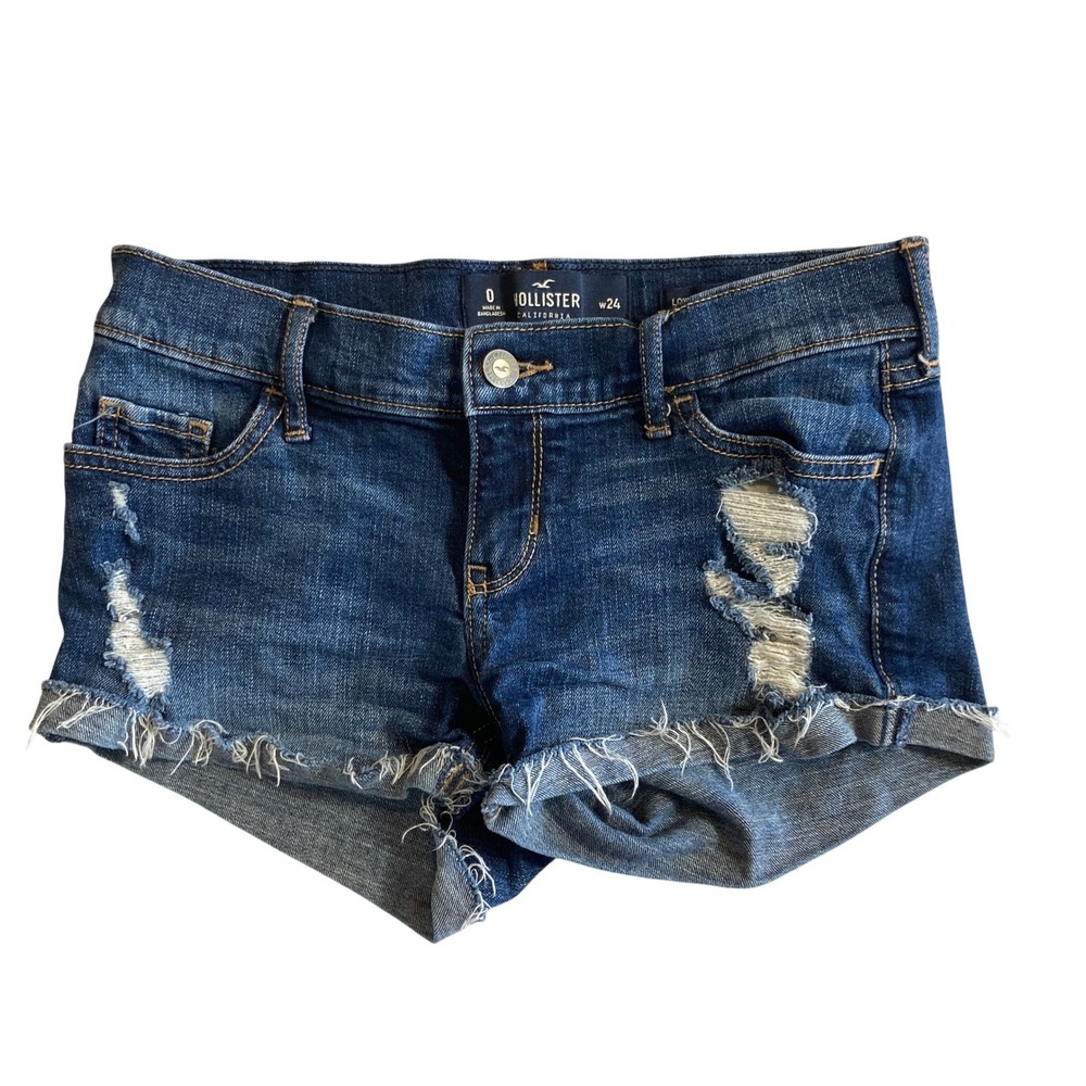 Hollister Size 0 Low Rise Short Short Distressed Denim Cut Off Booty Shorts Y2K
